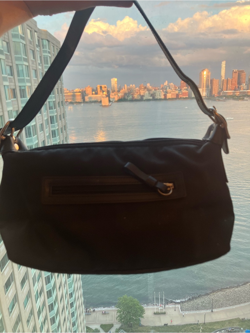 kate spade Black Shoulder Bag with Front Zip Detail